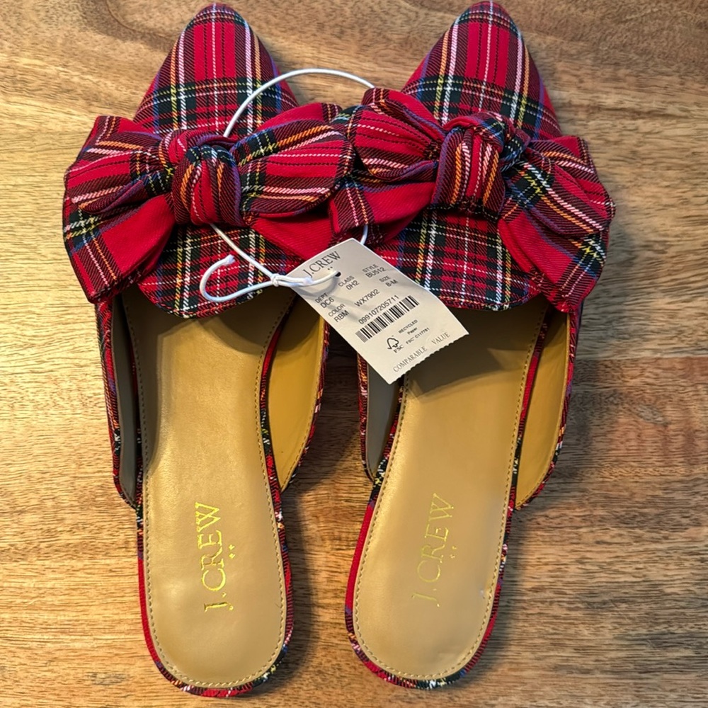 J.Crew Tartan Slip On Mules